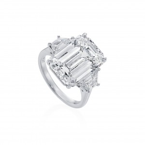 Platinum 3-Stone Emerald Cut Diamond Engagement Ring with 10.01ct Center